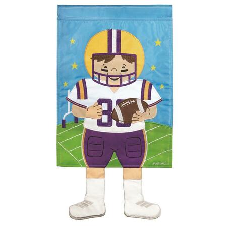 RECINTO 13 x 18 in. Football Purple & Gold Applique Garden Flag RE2563720